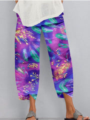 Printed Elastic Waist Pocket Trousers