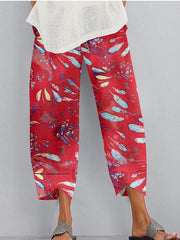Printed Elastic Waist Pocket Trousers