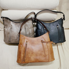 Retro-Einkaufstasche mit Doppelreißverschluss und Quaste