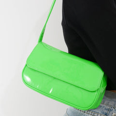 Baguette underarm bag candy color patent leather one-shoulder female bag