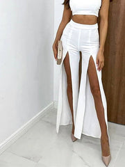 Pantalón casual de pierna ancha con abertura estrecha