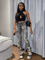 Vaqueros ajustados blancos lavados