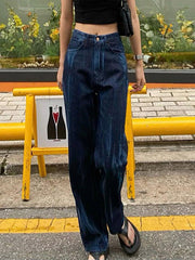 Vintage Blaue Tie-Dye High-Rise Loose Jeans