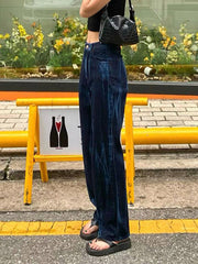 Vintage Blaue Tie-Dye High-Rise Loose Jeans