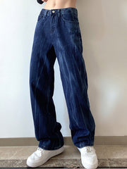 Vintage Blaue Tie-Dye High-Rise Loose Jeans