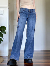 Washed Blue Pocket Low-rise Wide-leg Jeans