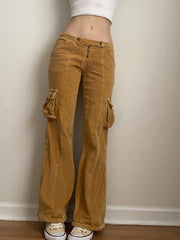 Retro Cargo Pocket Hot Girl Street Hipster Corduroy Pants