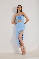 Vestido Callie Peony con volantes - Azul