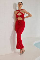 Vestido midi de vendaje floral con recortes de Melisandre