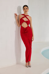 Vestido midi de vendaje floral con recortes de Melisandre