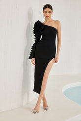 Vestido midi con abertura en un hombro Enya