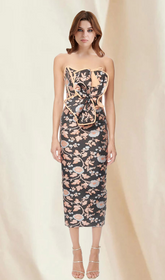 Trägerloses Jacquard-Midikleid