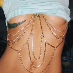 Mehrschichtige Strass-Brustschmuck-Körperkette