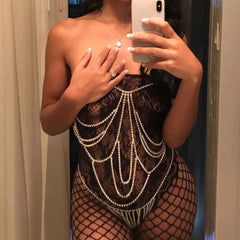 Mehrschichtige Strass-Brustschmuck-Körperkette