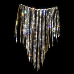 Bauchtanz-Hüftkette mit übertriebener Strass- und langer Quaste, XG2198 (für alle Größen geeignet)