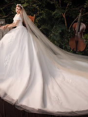 Vestido de novia con nudo y temperamento de ensueño de cola grande de Super Fairy