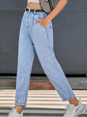 Schmale Hose mit geradem Bein und hoher Taille