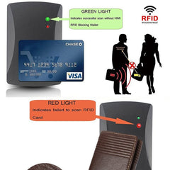 Anti-Entmagnetisierung Herren RFID Anti-Diebstahl Bürstenkopf Schicht Rindsleder Brieftasche