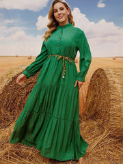 Vestidos retro holgados de manga larga con vuelo amplio