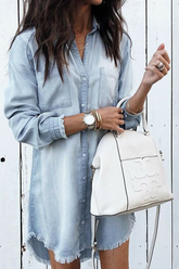 Vestidos de mezclilla de 4 colores con diseño de botones sueltos