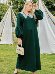 Elegantes vestidos bordados con mangas de linterna sueltas