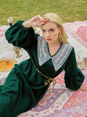 Elegantes vestidos bordados con mangas de linterna sueltas