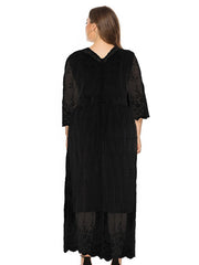 Vestido largo de hada con encaje y manga media