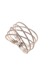Brazalete de plata con diamantes en capas rojas