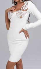 Weißes One-Shoulder-Minikleid aus Spitze