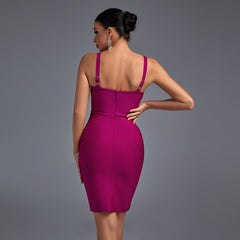 Vestido mini de tiras sin mangas a rayas con bandage