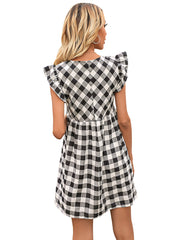 Vestido largo de cuadros bicolor