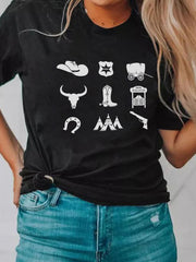 Lässiges T-Shirt mit Cowboy-Western-Symbol