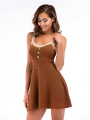 Waist slim knitted sling dress