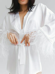 Winternachthemd mit Federn und langen Ärmeln