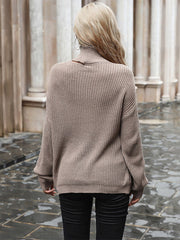 Jersey de cuello alto de punto de color liso