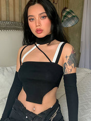 Camiseta sexy con cuello anudado