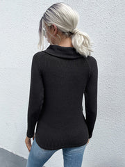 Top de punto con cuello en V de color liso