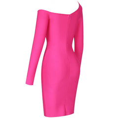 Vestido mini de vendaje asimétrico con un solo hombro y manga larga PP19214