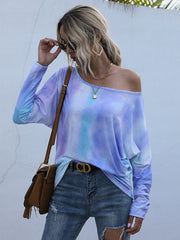 Camiseta de mujer con cuello redondo y efecto tie-dye