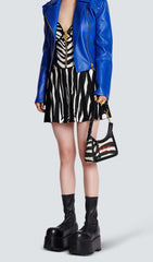 Stripe Strappy Mini Dress in Black