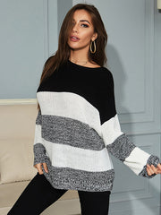 Suéter de punto con bloques de color a rayas