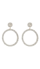 Silver Diamante Hoop Drop Earrings
