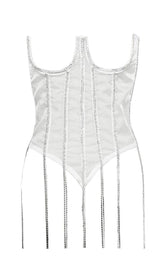 White Crystal Tassels Corset