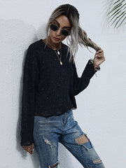 Einfarbiger Strickpullover mit langen Ärmeln