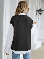 Einfarbige Strickpulloverweste