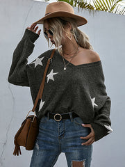 Suéter de punto con borlas y cuello en V para mujer