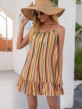 Summer colorful striped pleated dress