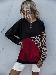 Sudadera con cuello redondo y estampado de leopardo