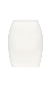 Weißer hoch taillierter Strick-Minirock