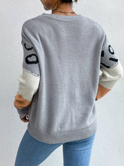 Rundhalspullover mit Leopardenmuster